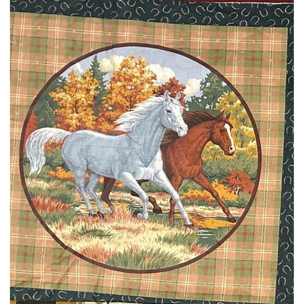 Vintage Horse Print Sewing Fabric Panel